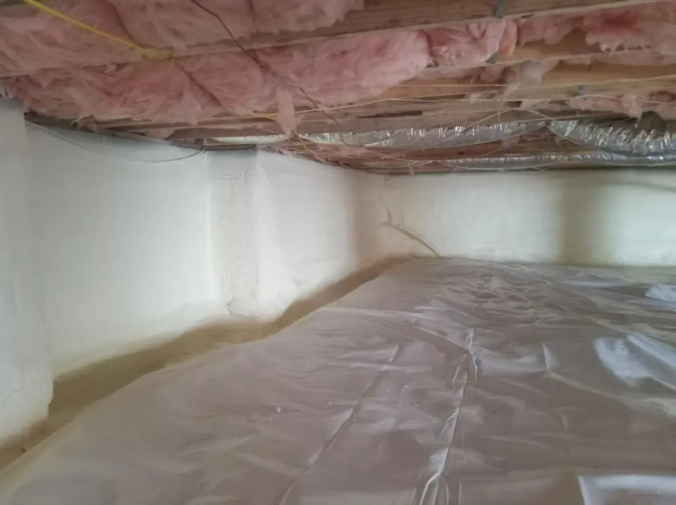 Crawl space encapsulation with closed-cell spray foam for Roof Waterproofing in Whitpain